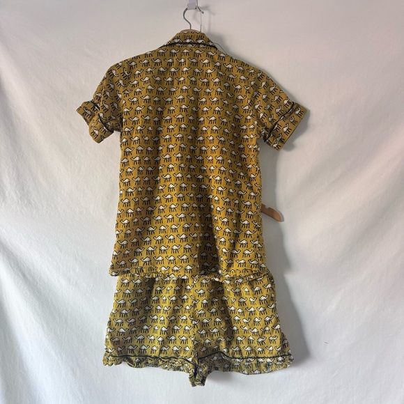 Keva Camel Print Pajama Set Women’s M Mustard Yellow Button Up Shorts - Picture 7 of 14